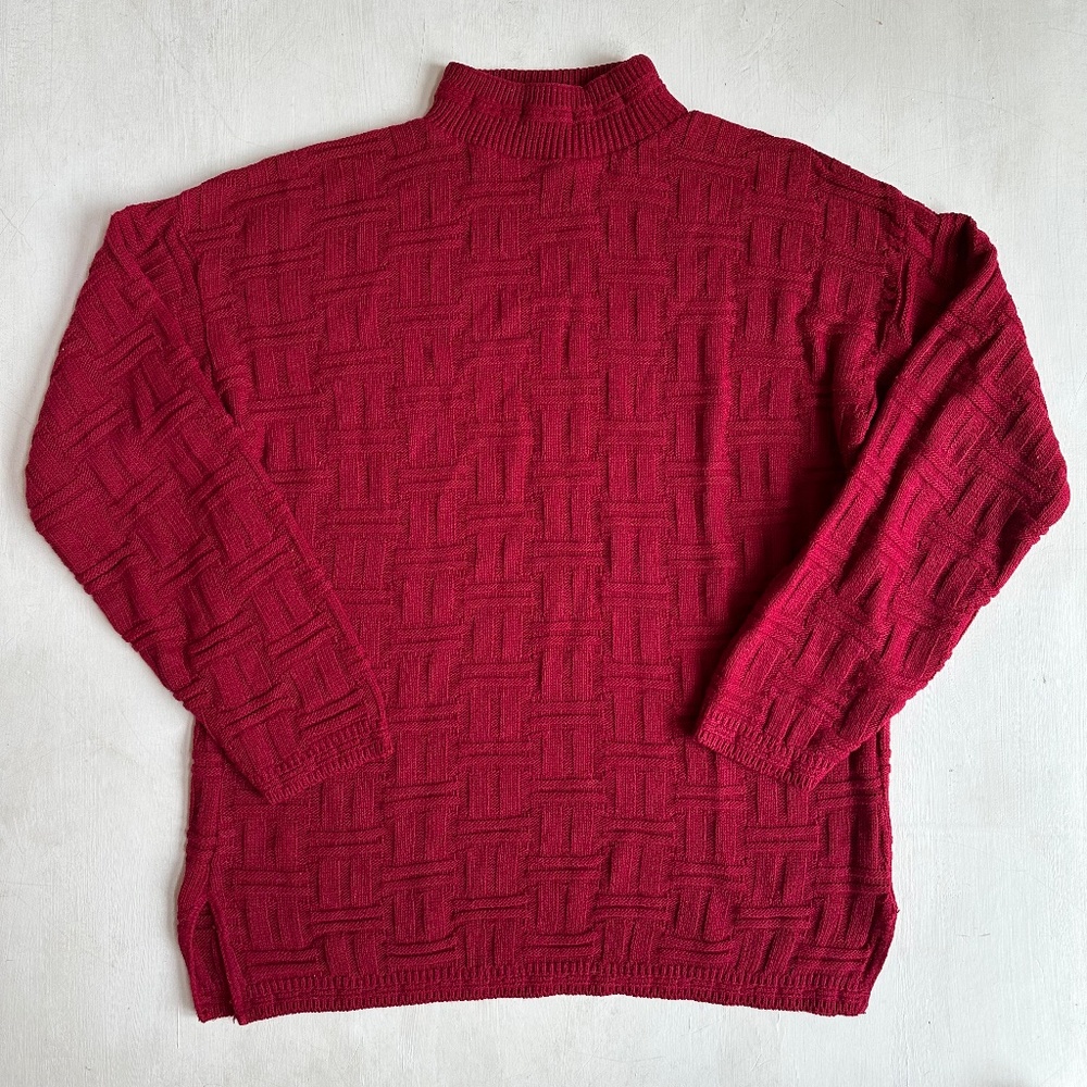 Vintage 80s Spunky Red Mock Neck Sweater